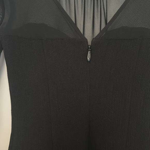 NWT BCBGeneration black bodycon dress with sheer sleeves and neckline, size 0 - Picture 6 of 8